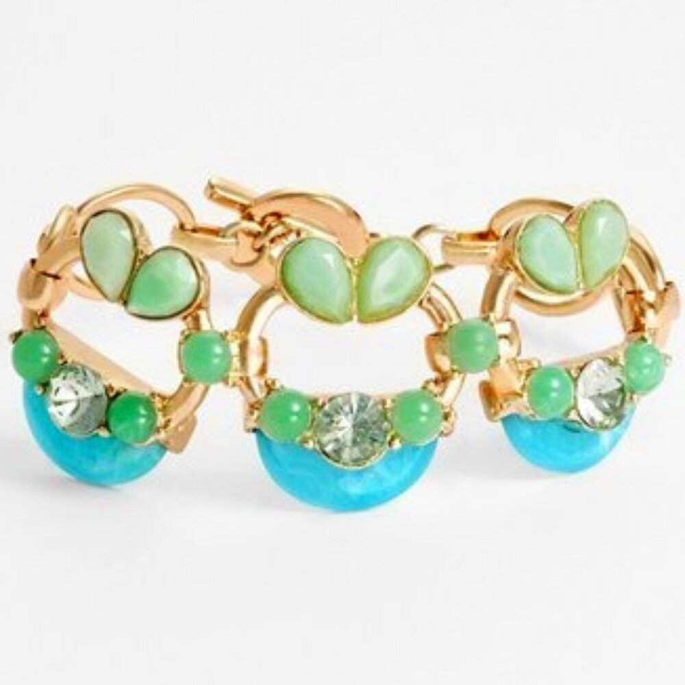 LEE By LEE ANGEL 12KT GP Mod/Contemporary Soleil Gold Green & Turquoise Bracelet